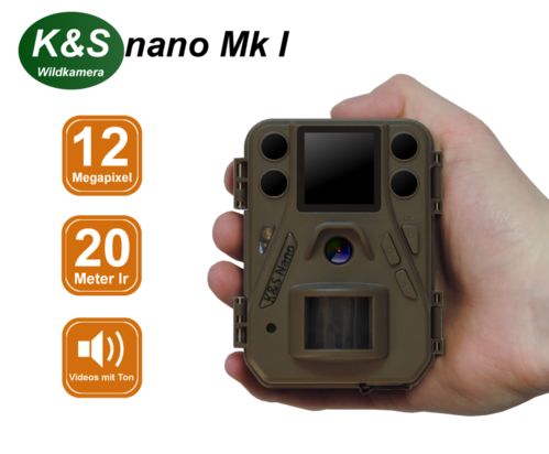 Wildkamera K&S nano Mk I 12 MP Black LED [neues Modell 2018]  Komplett-Set